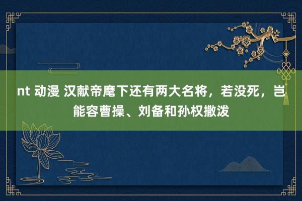 nt 动漫 汉献帝麾下还有两大名将，若没死，岂能容曹操、刘备和孙权撒泼