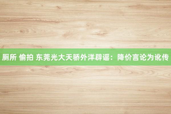 厕所 偷拍 东莞光大天骄外洋辟谣：降价言论为讹传