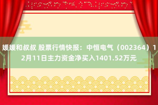 媛媛和叔叔 股票行情快报：中恒电气（002364）12月11日主力资金净买入1401.52万元