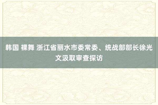 韩国 裸舞 浙江省丽水市委常委、统战部部长徐光文汲取审查探访