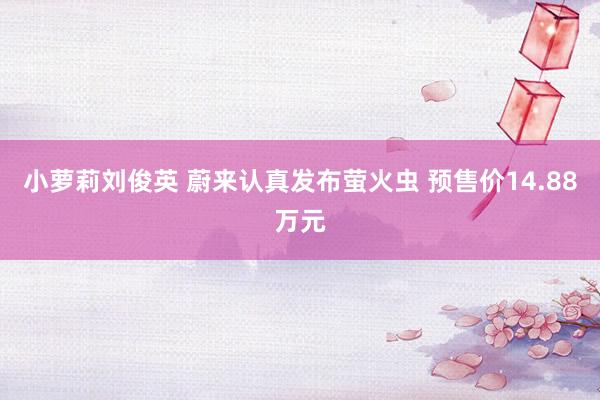 小萝莉刘俊英 蔚来认真发布萤火虫 预售价14.88万元