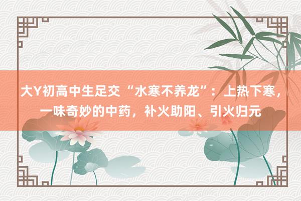 大Y初高中生足交 “水寒不养龙”：上热下寒，一味奇妙的中药，补火助阳、引火归元