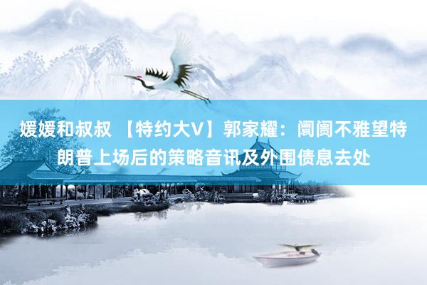 媛媛和叔叔 【特约大V】郭家耀：阛阓不雅望特朗普上场后的策略音讯及外围债息去处