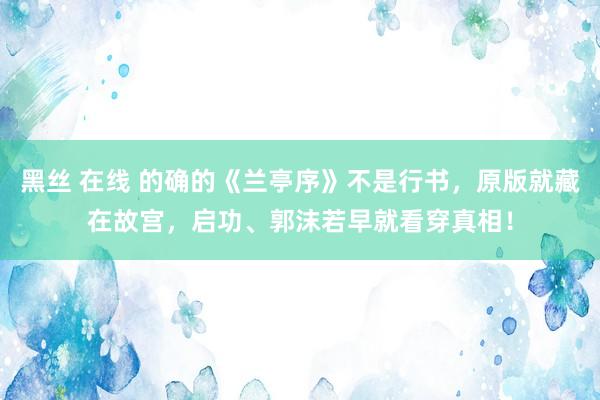 黑丝 在线 的确的《兰亭序》不是行书，原版就藏在故宫，启功、郭沫若早就看穿真相！