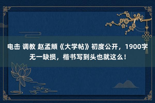 电击 调教 赵孟頫《大学帖》初度公开，1900字无一缺损，楷书写到头也就这么！