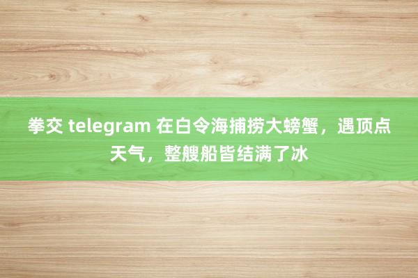 拳交 telegram 在白令海捕捞大螃蟹，遇顶点天气，整艘船皆结满了冰