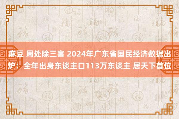 麻豆 周处除三害 2024年广东省国民经济数据出炉：全年出身东谈主口113万东谈主 居天下首位
