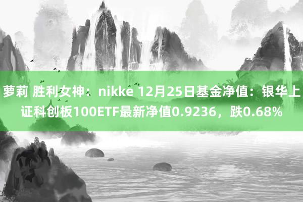 萝莉 胜利女神：nikke 12月25日基金净值：银华上证科创板100ETF最新净值0.9236，跌0.68%