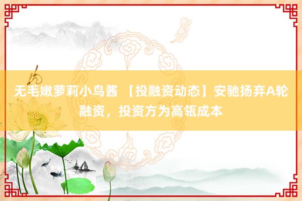 无毛嫩萝莉小鸟酱 【投融资动态】安驰扬弃A轮融资，投资方为高瓴成本