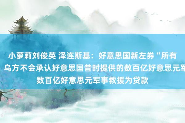 小萝莉刘俊英 泽连斯基：好意思国新左券“所有这个词不同”，乌方不会承认好意思国昔时提供的数百亿好意思元军事救援为贷款