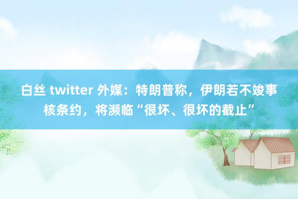白丝 twitter 外媒：特朗普称，伊朗若不竣事核条约，将濒临“很坏、很坏的截止”