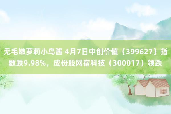 无毛嫩萝莉小鸟酱 4月7日中创价值（399627）指数跌9.98%，成份股网宿科技（300017）领跌