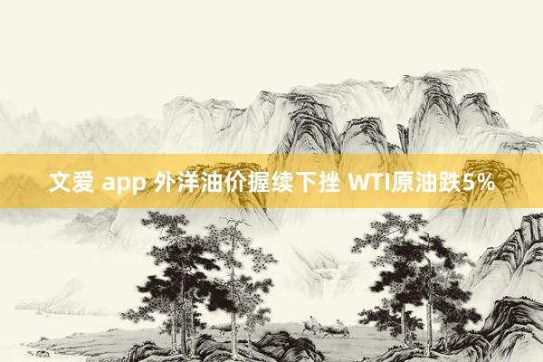 文爱 app 外洋油价握续下挫 WTI原油跌5%