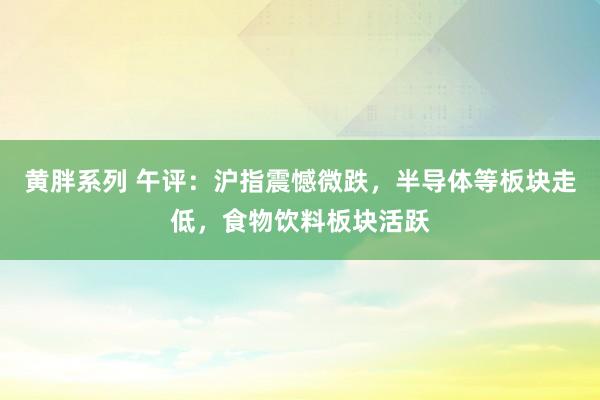 黄胖系列 午评：沪指震憾微跌，半导体等板块走低，食物饮料板块活跃