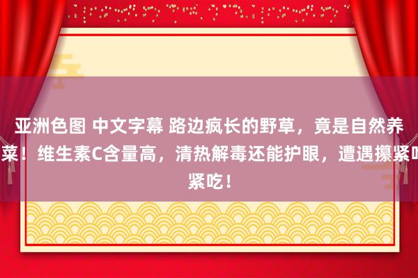 亚洲色图 中文字幕 路边疯长的野草，竟是自然养肝菜！维生素C含量高，清热解毒还能护眼，遭遇攥紧吃！