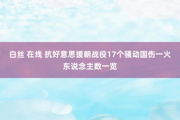 白丝 在线 抗好意思援朝战役17个骚动国伤一火东说念主数一览