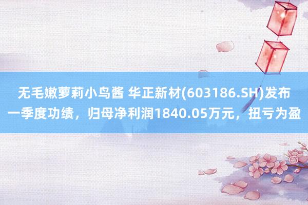 无毛嫩萝莉小鸟酱 华正新材(603186.SH)发布一季度功绩，归母净利润1840.05万元，扭亏为盈