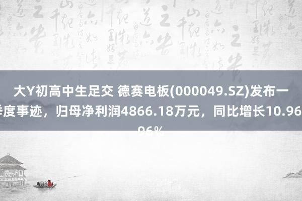大Y初高中生足交 德赛电板(000049.SZ)发布一季度事迹，归母净利润4866.18万元，同比增长10.96%